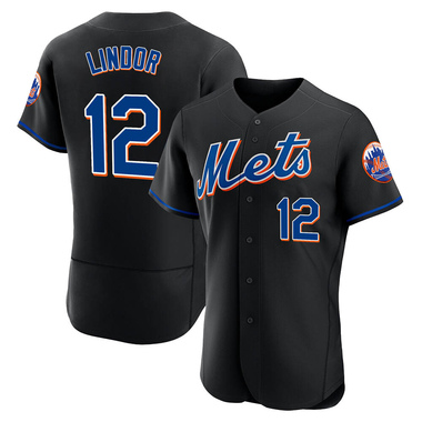Black Francisco Lindor Men's New York Mets 2022 Alternate Jersey - Authentic Big Tall